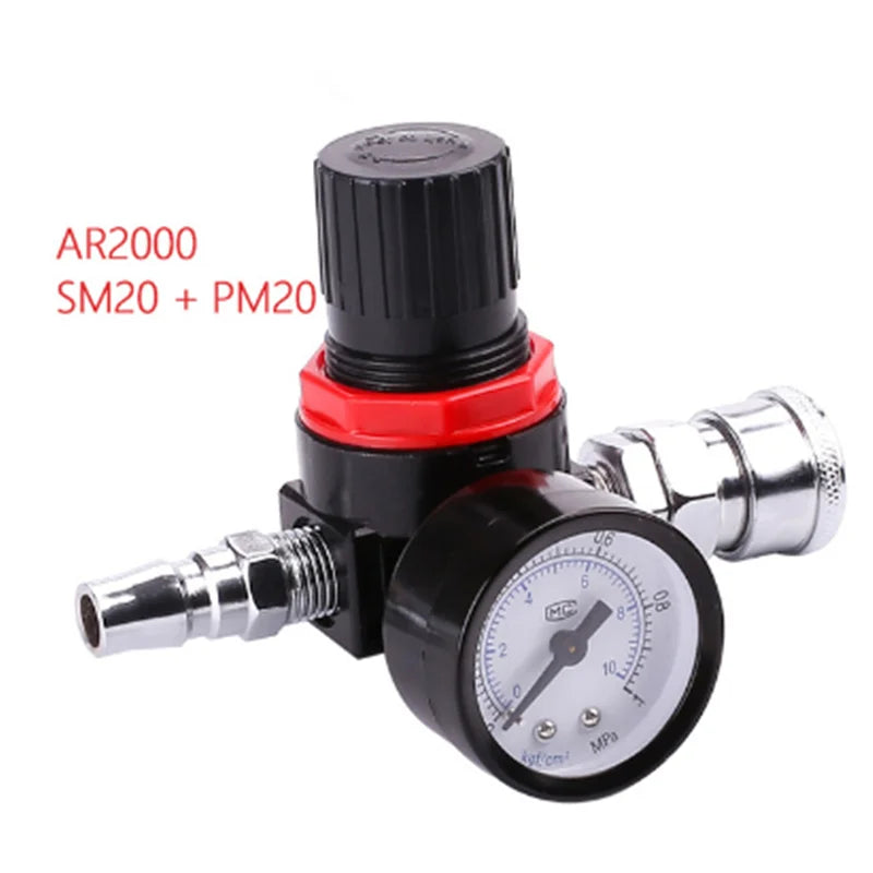AR2000 G1/4'' AR2000-02 Pneumatic Mini Air Pressure Relief Control Compressor Regulator Treatment Units Valve Gauge Fitting