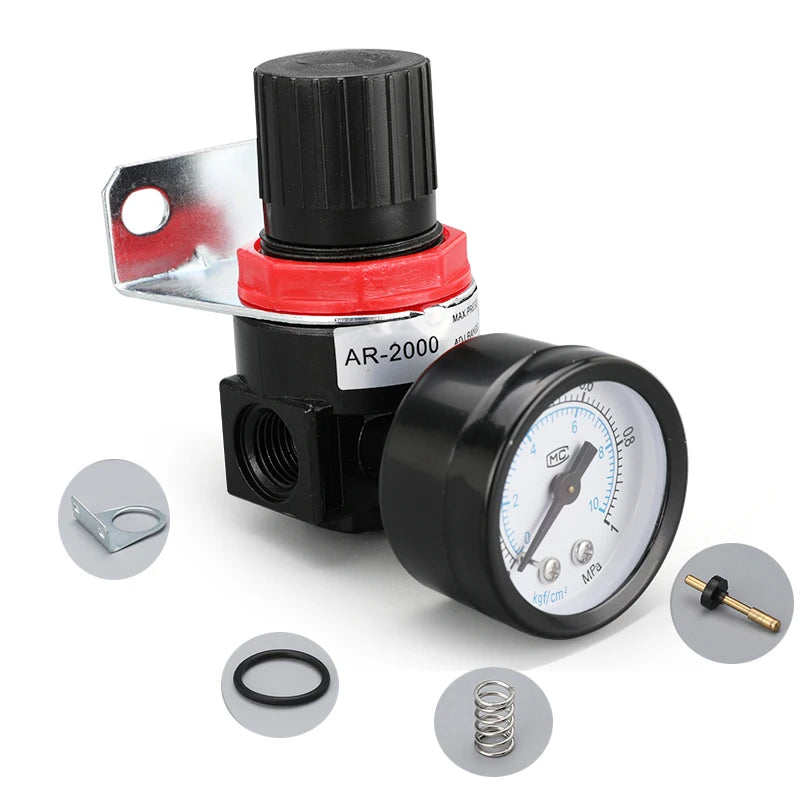 AR2000 G1/4'' AR2000-02 Pneumatic Mini Air Pressure Relief Control Compressor Regulator Treatment Units Valve Gauge Fitting