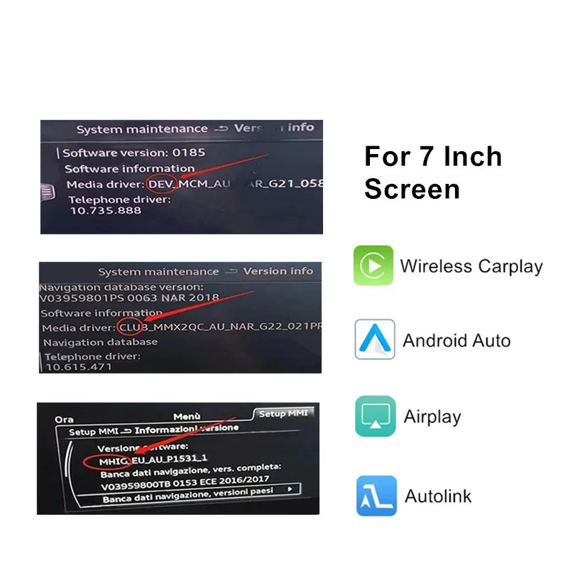 CARABC Wireless CarPlay Android Auto Mirror Link AirPlay Bluetooth GPS Navigation For Audi A3 8v S3 2014-2018