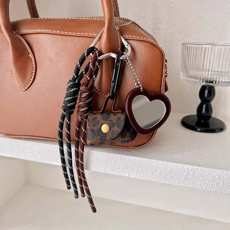 Cute Leopard Print Leather Keychains For Women Y2k