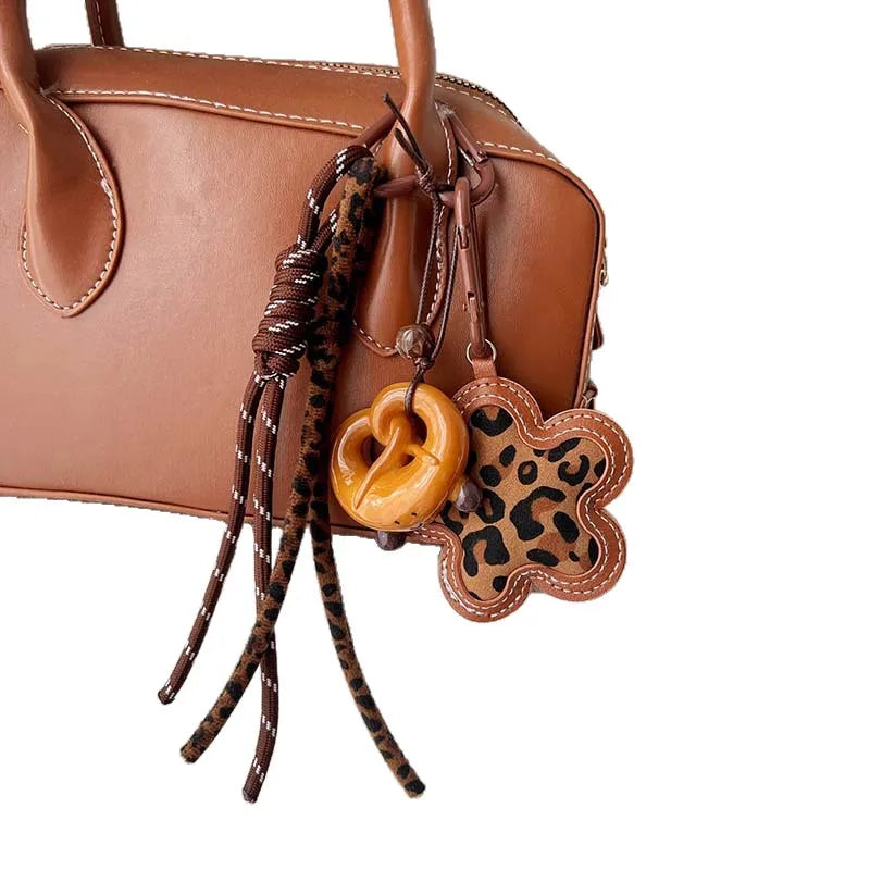Cute Leopard Print Leather Keychains For Women Y2k