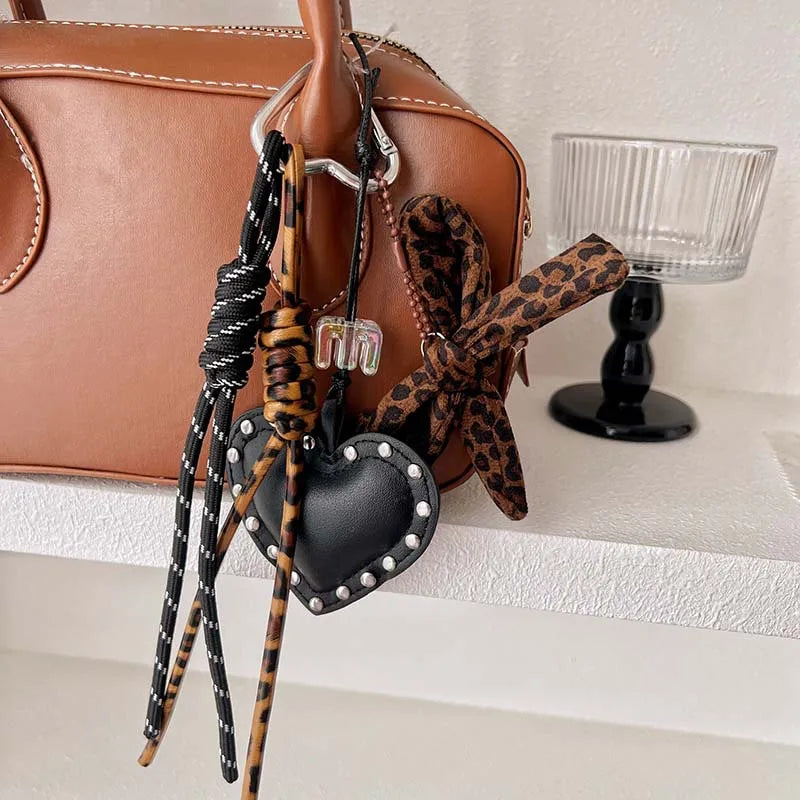 Cute Leopard Print Leather Keychains For Women Y2k