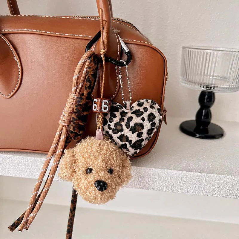 Cute Leopard Print Leather Keychains For Women Y2k