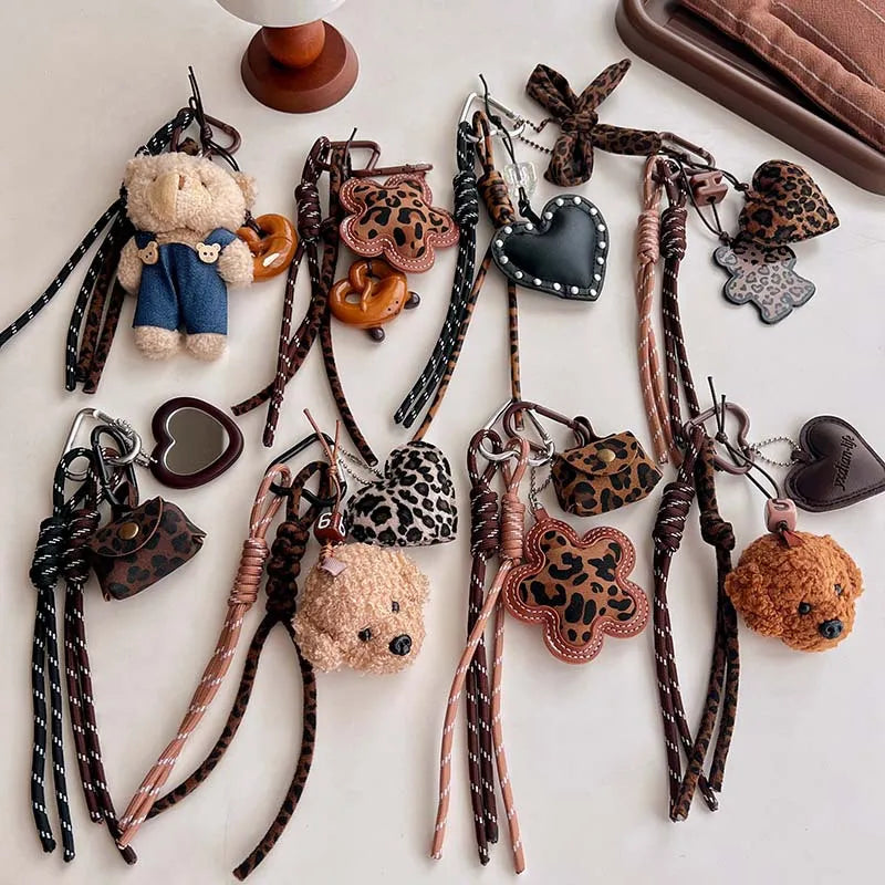 Cute Leopard Print Leather Keychains For Women Y2k