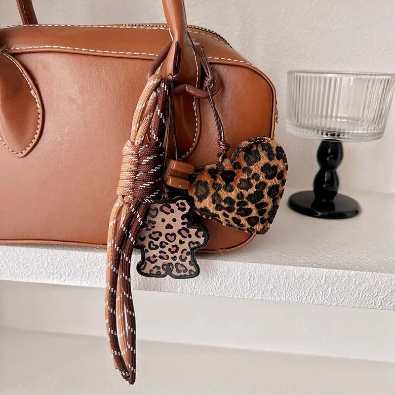 Cute Leopard Print Leather Keychains For Women Y2k