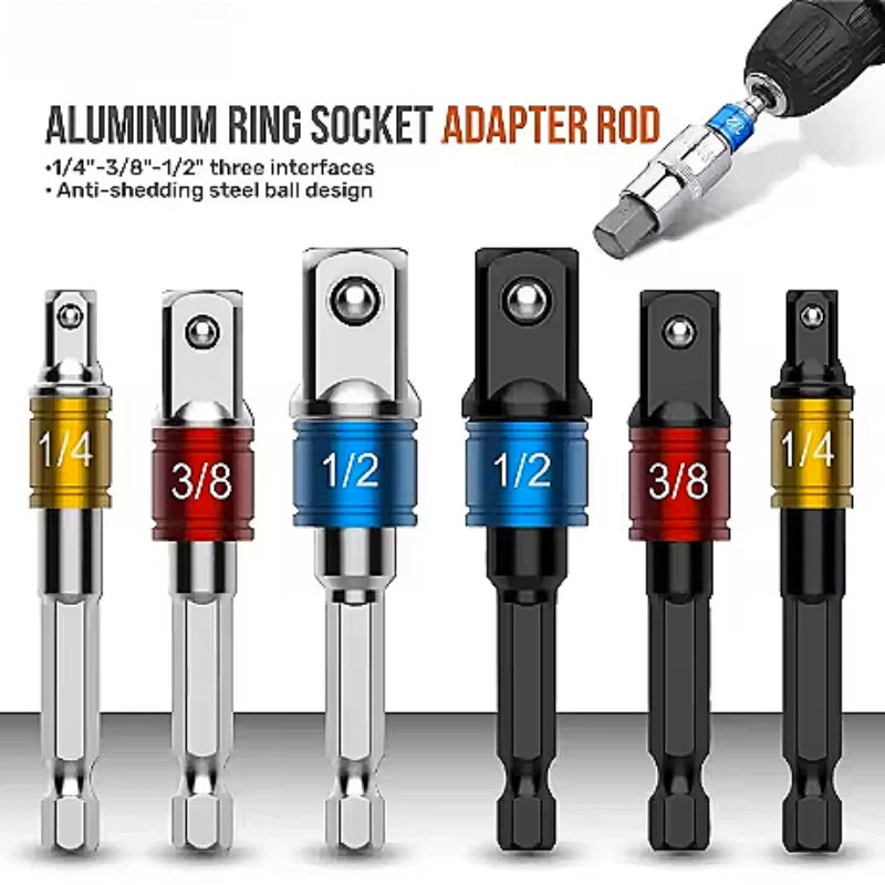 Drill Socket Adapter Set – 1/4", 3/8" & 1/2"
