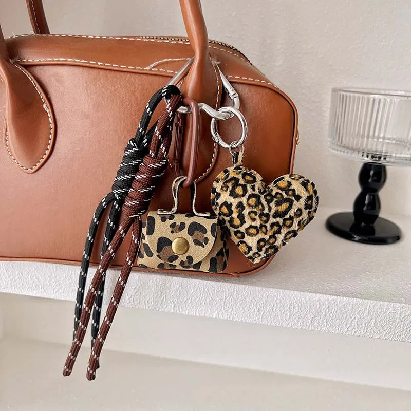 Cute Leopard Print Leather Keychains For Women Y2k