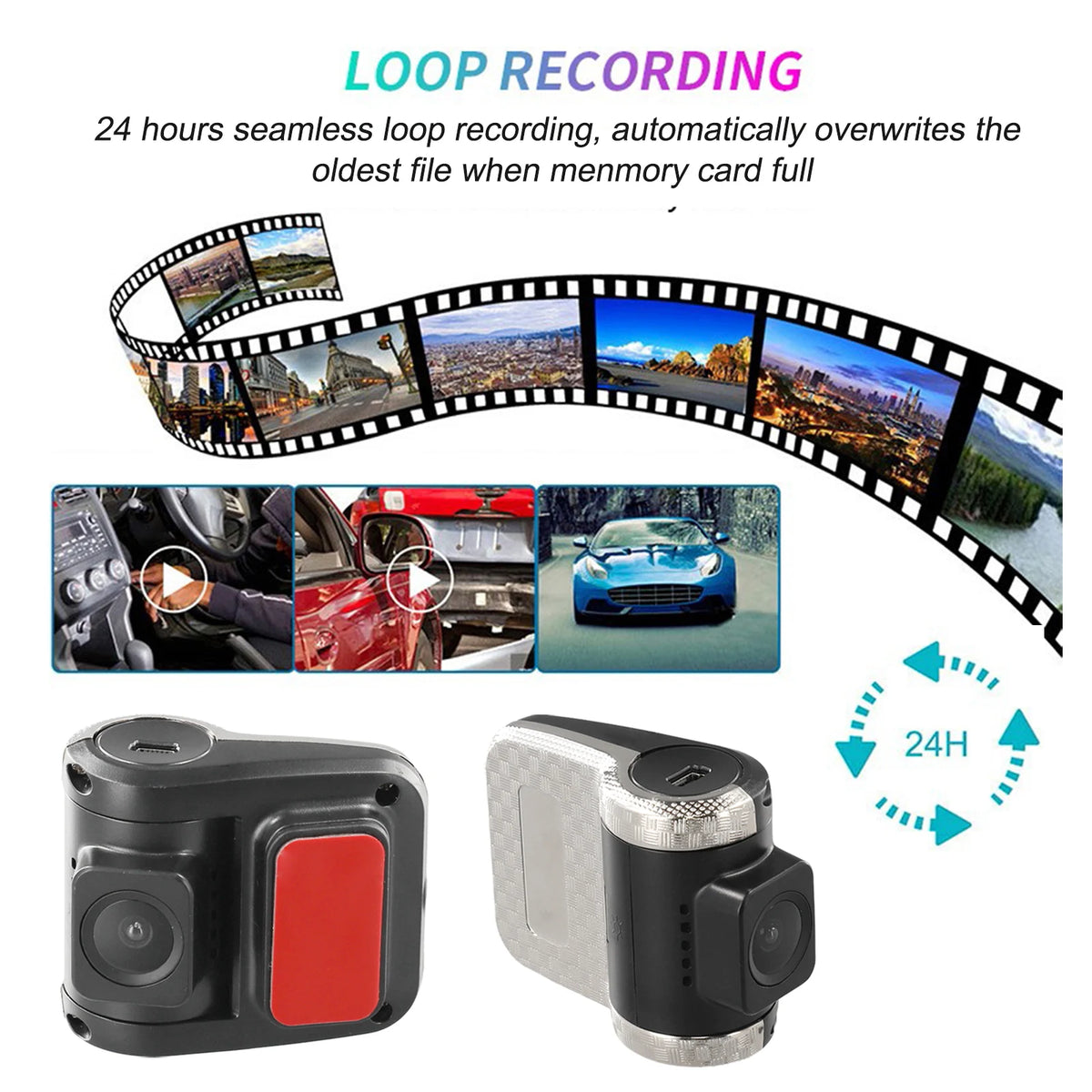 Car Dash Cam 1080P HD DVR Camera G-Sensor Video Recorder Dashcam Loop Recording ADAS System Black Box USB