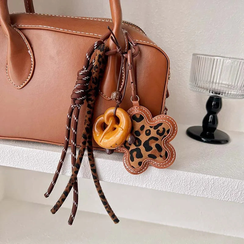 Cute Leopard Print Leather Keychains For Women Y2k